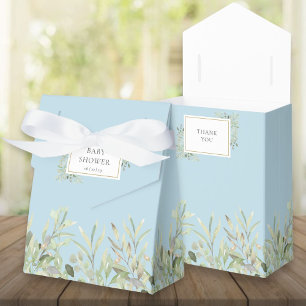 Blaue elegante Grünpflanzen Baby Shower Geschenkschachtel