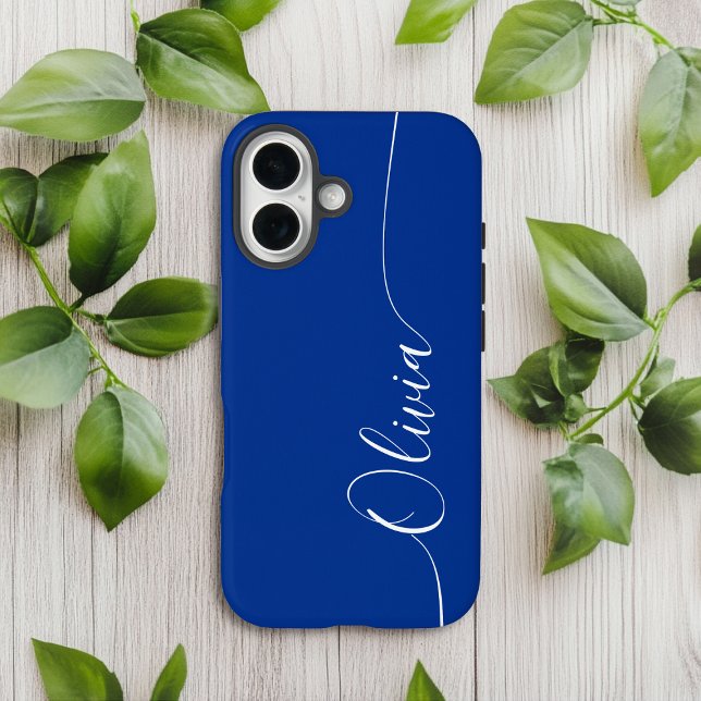 Blaue elegante Kalligrafie-Schrift Name Case-Mate iPhone Hülle (Von Creator hochgeladen)