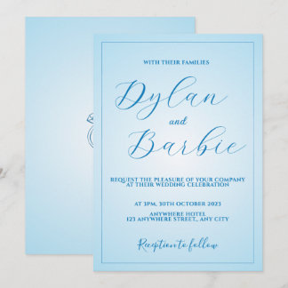 Blaue elegante minimale Ringe Hochzeitseinladung Einladung