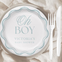 Blaue elegante minimalistische Oh-Junge-Baby-Party