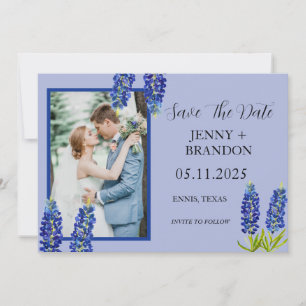 Blaue Elegante Moderne Blaue Blumen Foto Save The Date