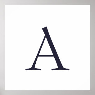 Blaue elegante moderne Monogramm-Initiale Poster