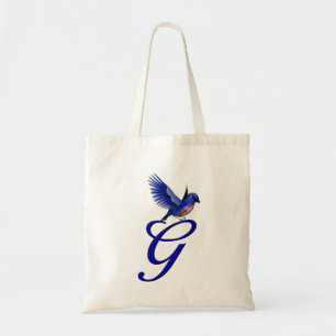 Blaue Elegante Monogramm Anfangsbuchstabe G Tragetasche