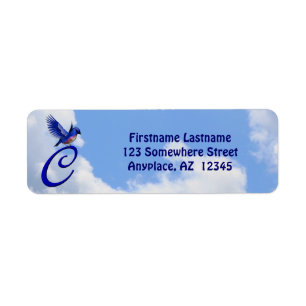 Blaue Elegante Monogramm-Initiale C Rücksendeadres