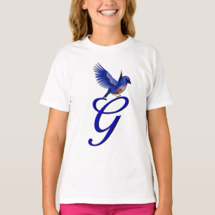 Blaue Elegante Monogramm-Initiale G  T-Shirt