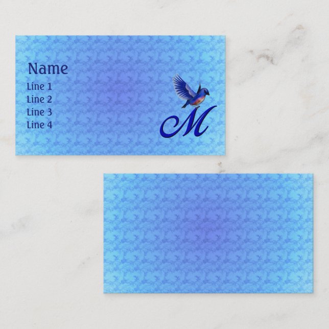 Blaue Elegante Monogramm-Initiale M Visitenkarte (Vorne/Hinten)