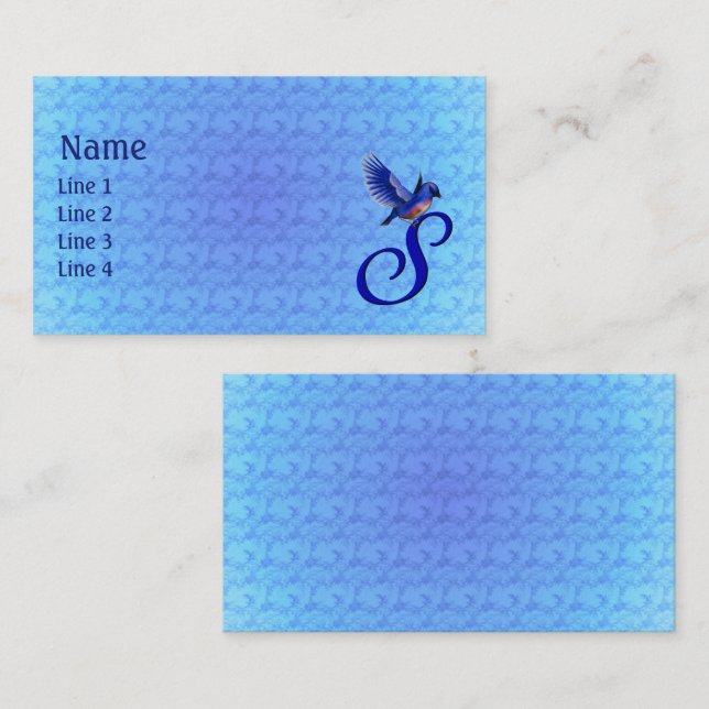 Blaue Elegante Monogramm-Initiale S Visitenkarte (Vorne/Hinten)