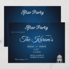 Blaue elegante Moschee Ramadan Iftar-Party-Einladu Einladung