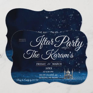 Blaue elegante Moschee Ramadan-Iftar-Party  Einladung
