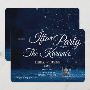 Blaue elegante Moschee Ramadan-Iftar-Party  Einladung