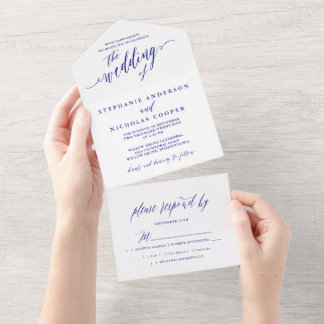 Blaue elegante Schrift Einladung