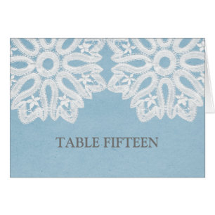 Blaue elegante Spitze Tischnummernkarte