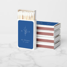 Blaue Eleganz botanische Blätter Monogramm Hochzei