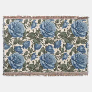 Blaue Eleganz: Vintage-Provinzrosen in Blüte Decke