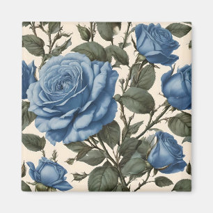 Blaue Eleganz: Vintage Provinzrosen in Blüte Magnet