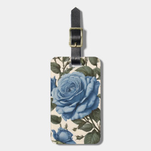 Blaue Eleganz: Vintage Rose der Provinz im Blut Gepäckanhänger