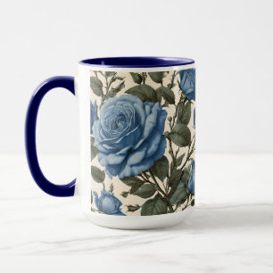 Blaue Eleganz: Vintage Rose der Provinz im Blut Tasse