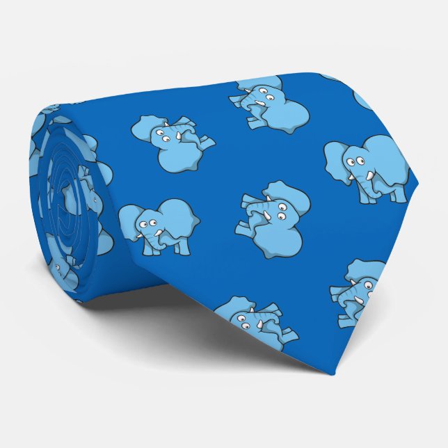 Blaue Elephant-Cartoon-Muster-Krawatte Krawatte (Gerollt)