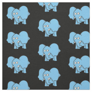 Blaue Elephant-Cartoon-Muster Stoff