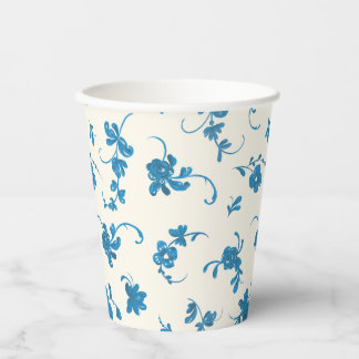 Blaue Elfenbein-Vintage-Eleganz im Rokokostil Pappbecher