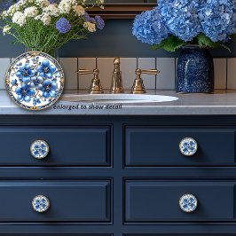 Blaue Emaille Blume Goldweine & Sapphires Keramikknauf