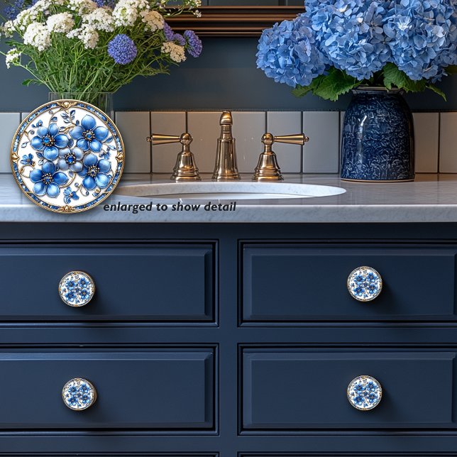 Blaue Emaille Blume Goldweine & Sapphires Keramikknauf (Von Creator hochgeladen)