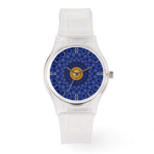 Blaue Ente mit gelbem Kaleidoskop Armbanduhr