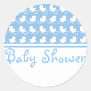 Blaue Enten in Reihe Babydusche Siegel Aufkleber