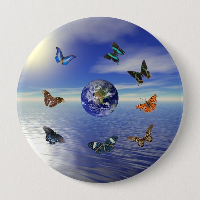 Blaue Erde Schmetterlinge Button (Vorderseite)