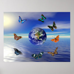 Blaue Erde Schmetterlinge Poster