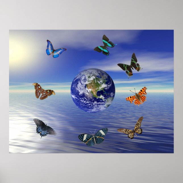 Blaue Erde Schmetterlinge Poster (Vorne)