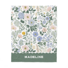 Blaue Errötungs-Cottagecore-Wildblumen-Monogramm-N
