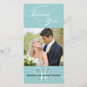 BLAUE ERSTE SKRIPT WEDD DANKE FOTOKARTE