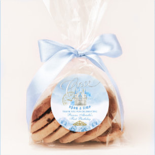 Blaue Es-war-einmal Prinzessin Runder Aufkleber