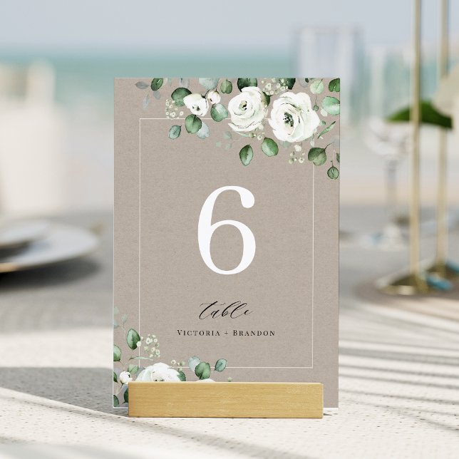 Blaue Eukalyptus-Grüne Blumenhochzeit Tischnummer (Dusty blue eucalyptus greenery floral wedding table number)