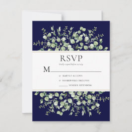 Blaue Eukalyptus-Hochzeit RSVP Karte