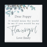 Blaue Eukalyptus-Leaf-Script-BlumenGirl-Anfrage Magnet<br><div class="desc">Eine schöne Art,  diese besondere Frage fragen,  Geschenk dieses Magneten mit Blue Eukalyptus Blätter schmücken die obere Kante mit Blumenmädchen in Set stilvolle moderne Typografie in dunkelblau. Die Erholung des Textes kann leicht personalisiert werden.</div>