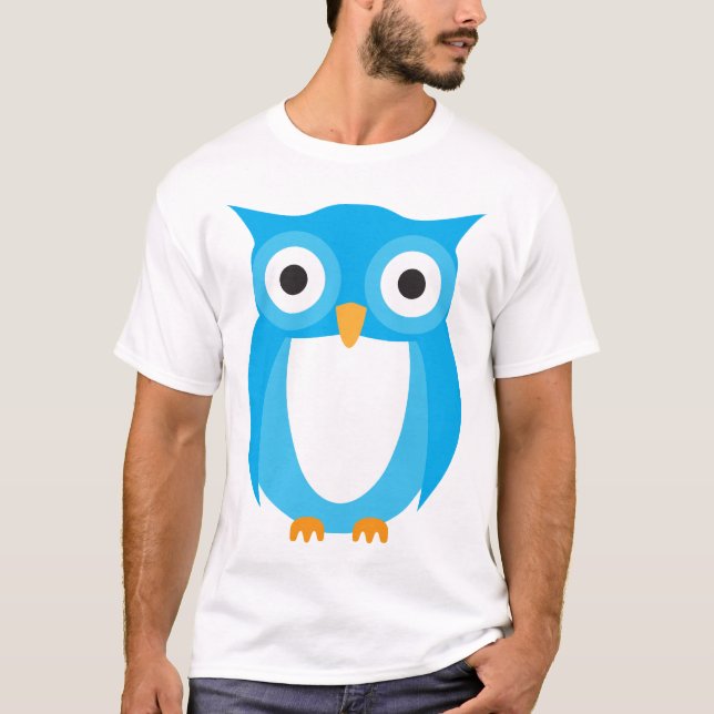 Blaue Eule - addieren Sie Ihren eigenen Text T-Shirt (Vorderseite)
