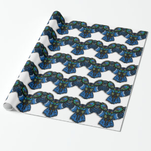 Blaue Eule Geschenkpapier