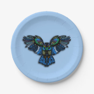 Blaue Eule Pappteller