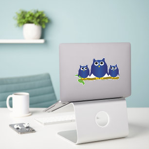 Blaue Eulen Design Aufkleber