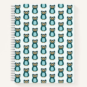 Blaue Eulen-Illustration Notizbuch