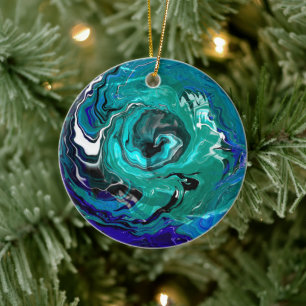Blaue Ewigkeit   Abstrakte Weihnachtsferien Keramik Ornament