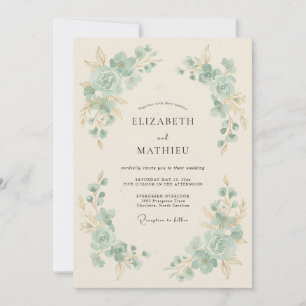 Blaue exquisite Vintage-Hochzeit Einladung