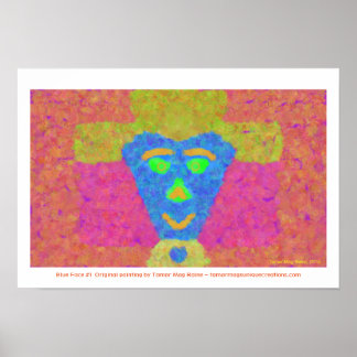 Blaue Face Lady in Gelbhut Poster