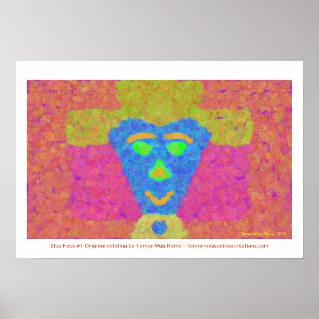 Blaue Face Lady in Gelbhut Poster (Vorne)