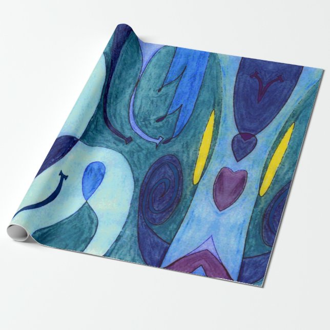 Blaue Fahnen Geschenkpapier (Ungerollt)