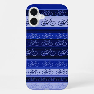 Blaue Fahrräder auf Streifen iPhone 16 Plus Hülle