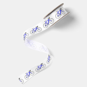 Blaue Fahrräder auf Weiß Satinband