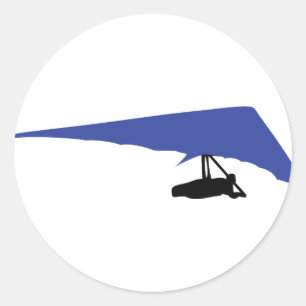 blaue Fallsegelflugzeug Ikone Runder Aufkleber
